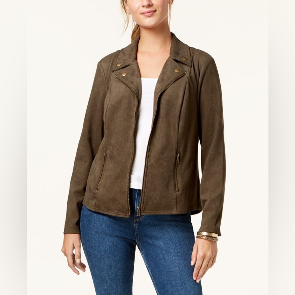 Style & Co Women's Faux Suede Moto Jacket
Green: Size- X Small